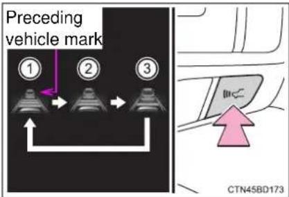 TOYOTA Highlander Hybrid (2018) - Changing the vehicle-to-vehicle distance (vehicle-to-vehicle distance control mode) - 1