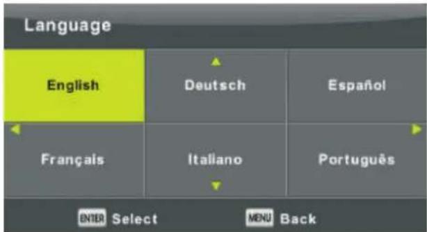 Language English Deutsch Español Français Italiano Português ENTER Select MENU Back