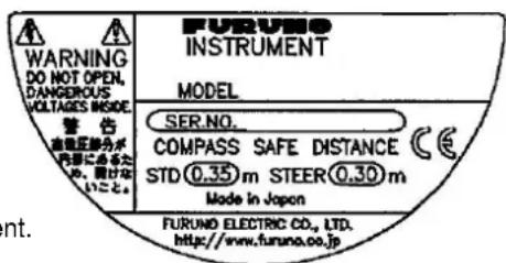 FURUNO FI-505 Course Pilot - Warning Label - 1