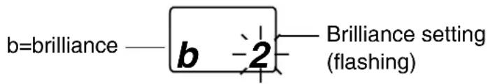 b=brilliance —— b -2 — Brilliance setting (flashing)