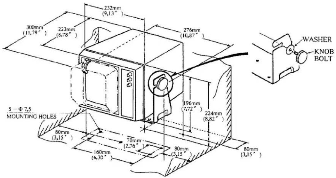 232mm (9.13°) 300mm (11.79°) 223mm (8.78°) 276mm (10.87°) 196mm (7.72°) 224mm (8.82°) 5 - Φ 7.5 MOUNTING HOLES 80mm (3.15°) 70mm (2.76°) 80mm (3.15°) 160mm (6.30°) WASHER KNOB BOLT