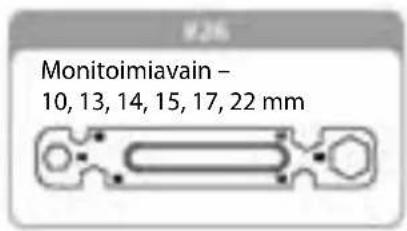 Monitoimiavain - 10, 13, 14, 15, 17, 22 mm