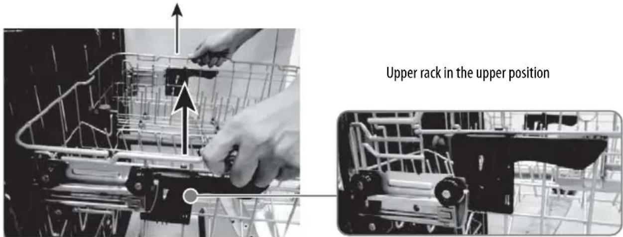 Upper rack in the upper position