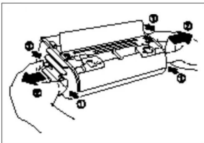 Technical diagram of a mechanical device with numbered components, likely an engine or transmission system.