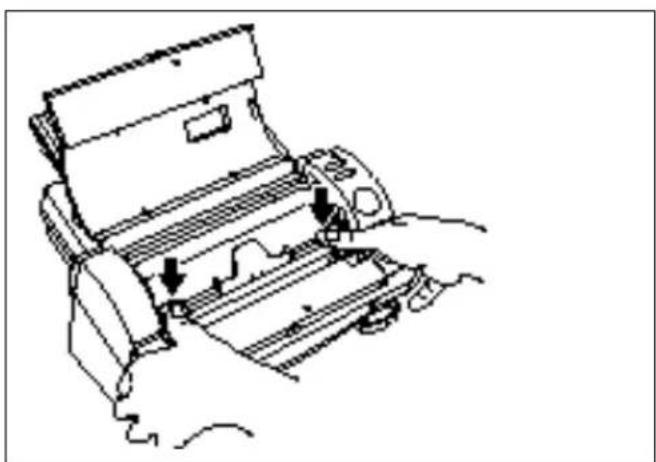 Line drawing of a mechanical device with arrows indicating motion or force (no text or symbols)