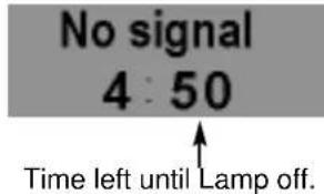 No signal 4 : 50 Time left until Lamp off.