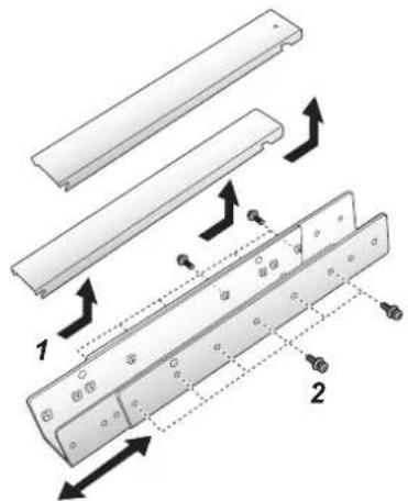 Technical diagram showing assembly steps of a mechanical component with labeled parts and directional arrows indicating motion.