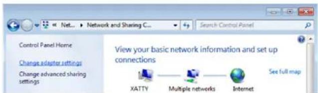 Control Panel Home Change adapter settings Change advanced sharing settings View your basic network information and set up connections XATTY Multiple networks Internet See full map