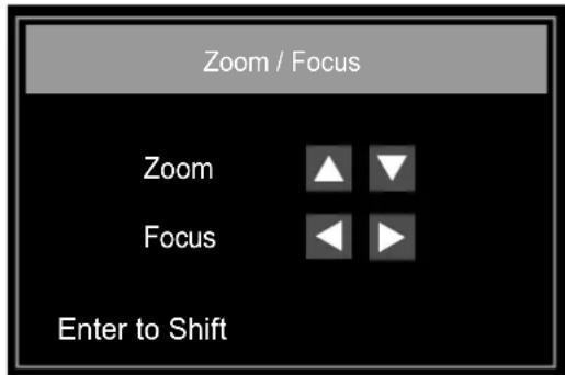Zoom / Focus Zoom Focus Enter to Shift