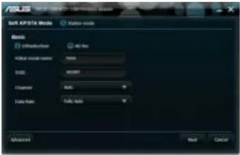 ASUS Smart Auto Mode Multi-mode Multi Unifunctions Auto Multi-mode mode None Auto Multi Diagonal None Multi modes Fully, None Advanced Next Cancel