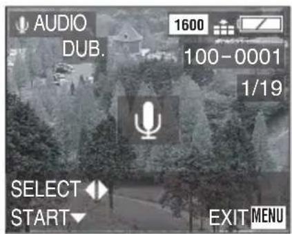 AUDIO DUB. 1600 100-0001 1/19 SELECT ↓ START ↓ EXIT MENU