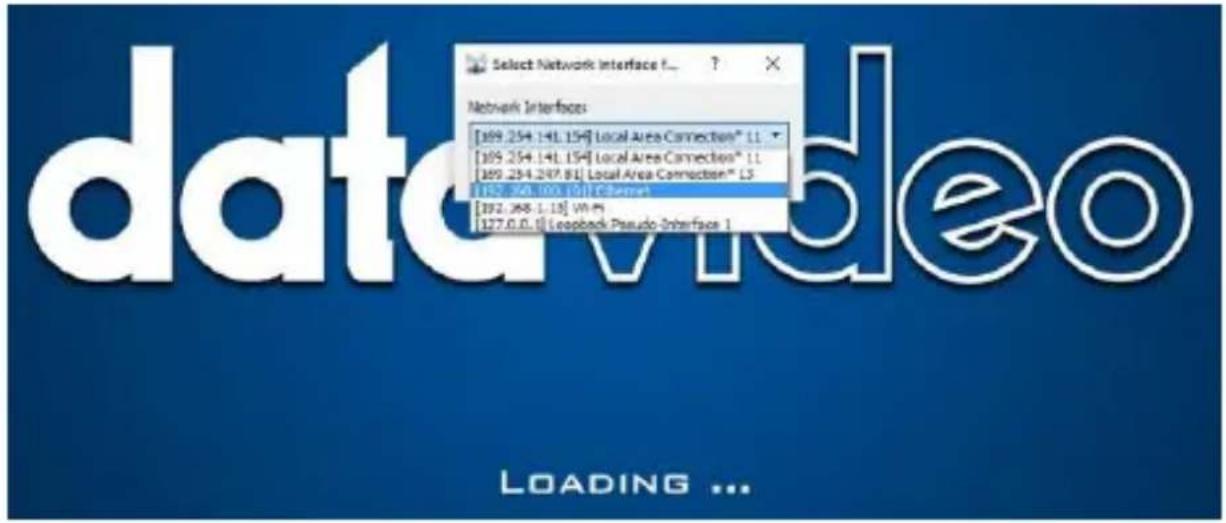 Select Network Interface f... Network Interfaces [169.254.14L.154] Local Area Connection™ L1 [169.254.14L.154] Local Area Connection™ L1 [169.254.247.81] Local Area Connection™ L3 [162.340.100.101] Ethernet [162.348.1.18] Wi-Fi [127.0.0.] Loopback Pseudo-Interface 1 LOADING ...
