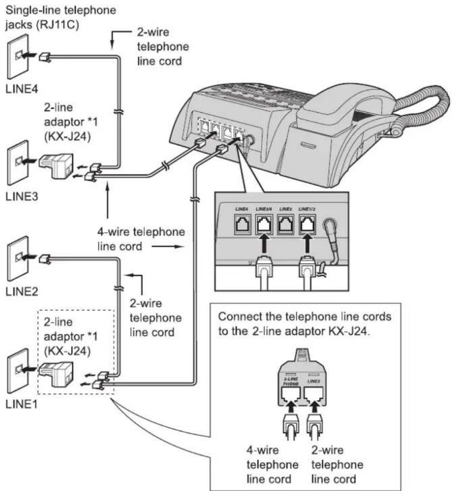 PANASONIC KX-TS4200 - Connecting four single-line telephone jacks - 1