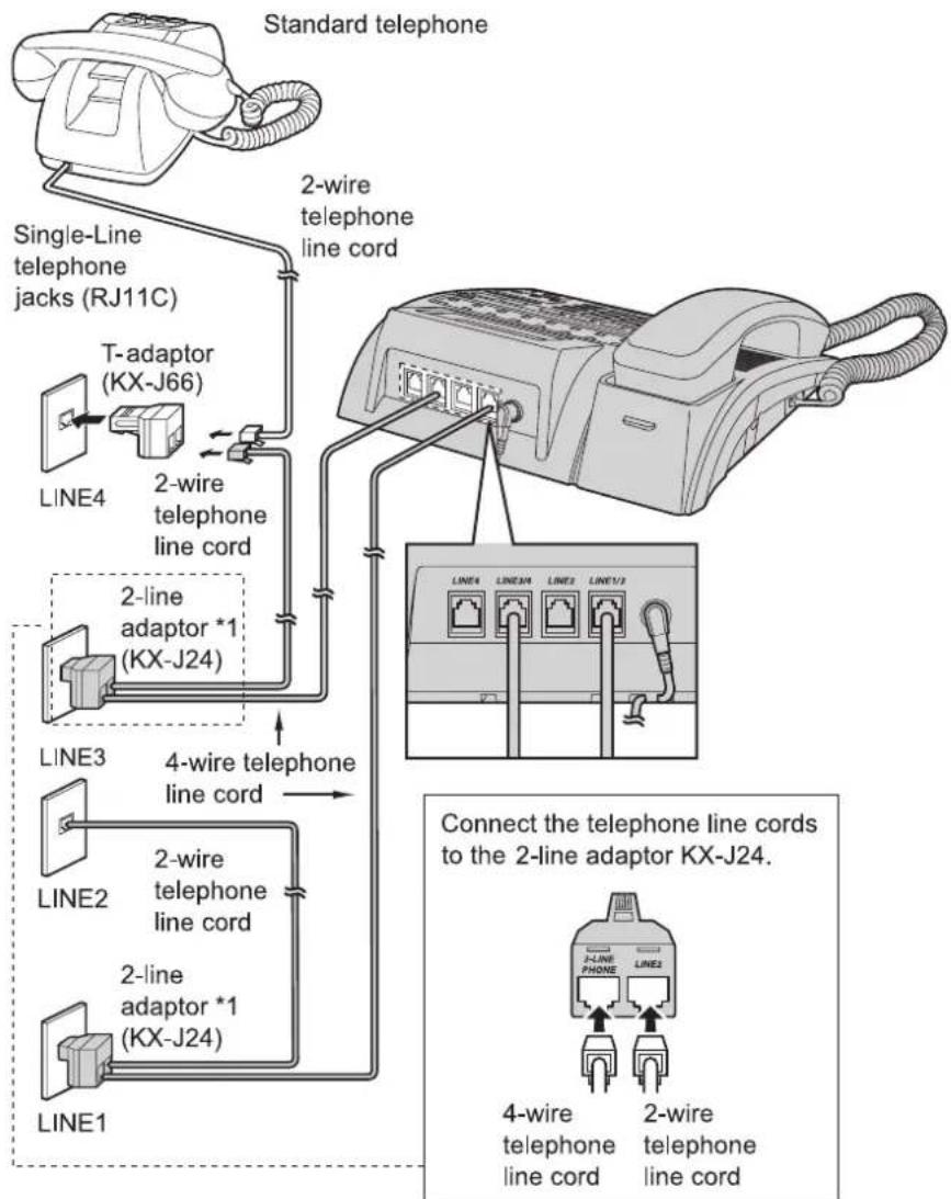 PANASONIC KX-TS4200 - Connecting a standard telephone - 1