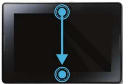 Digital icon showing a double-headed arrow pointing to a circular target symbol on a tablet screen (no text or labels)