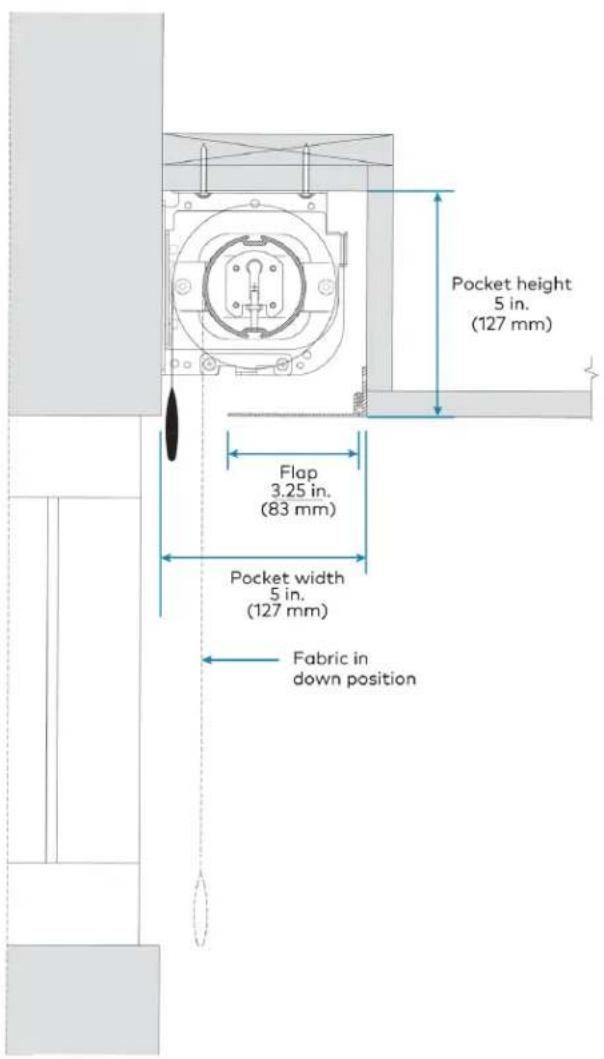 Pocket height 5 in. (127 mm) Flap 3.25 in. (83 mm) Pocket width 5 in. (127 mm) Fabric in down position