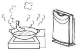 Simple line drawing of a cooking pan with steam rising and a side view of a steaming tower (no text or symbols)