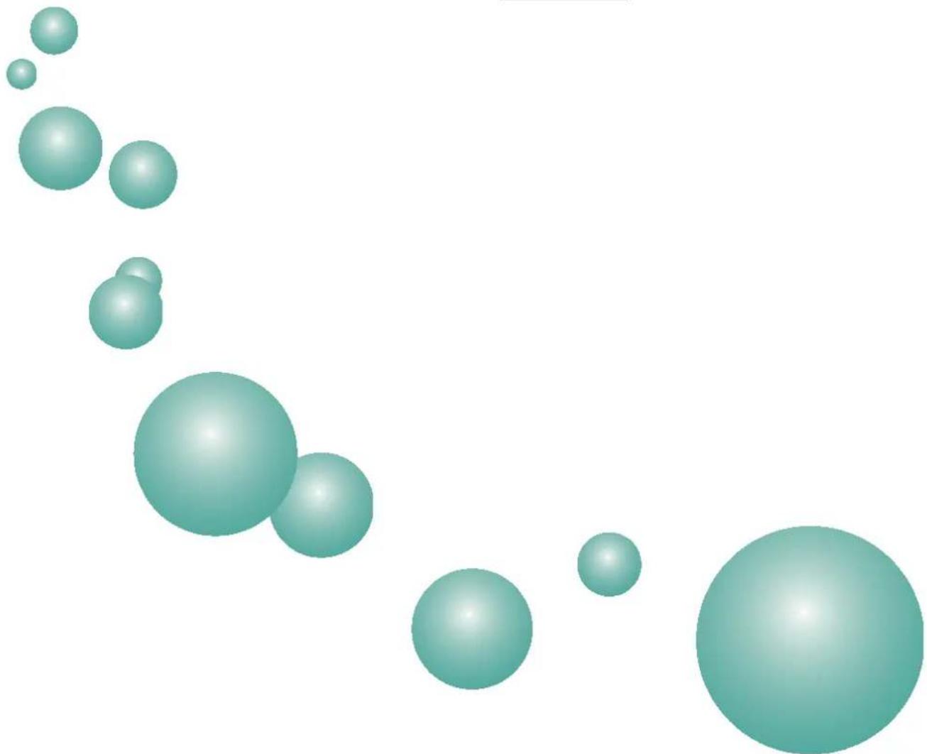Abstract arrangement of teal-colored spheres with varying sizes and shading, no text or symbols present