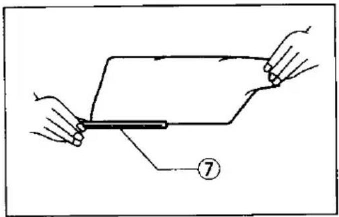 Diagram showing two hands holding a rectangular object with a numbered label '⑦' pointing to it.