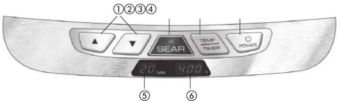 ①②③④ SEAR TEMP TIMER POWER 20 MIN 400 ° ⑤ ⑥
