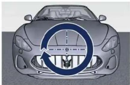 Front view of a car with a circular logo on the windshield (no text or symbols visible)