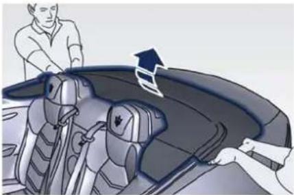 Illustration of a car interior with seats and a person observing (no text or symbols)