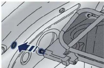 Mechanical assembly diagram showing a rotating component with arrows indicating motion direction (no text or symbols)