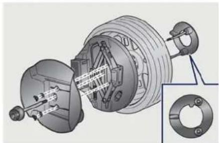 Technical illustration of a mechanical assembly with gears and housing (no text or symbols)