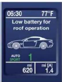 06:30 77°F Low battery for roof operation AUTO SPORT 1 mi mi (A) 620 1.4