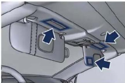 Interior view of a car showing the dashboard and seat area with directional arrows indicating movement (no text or symbols present)