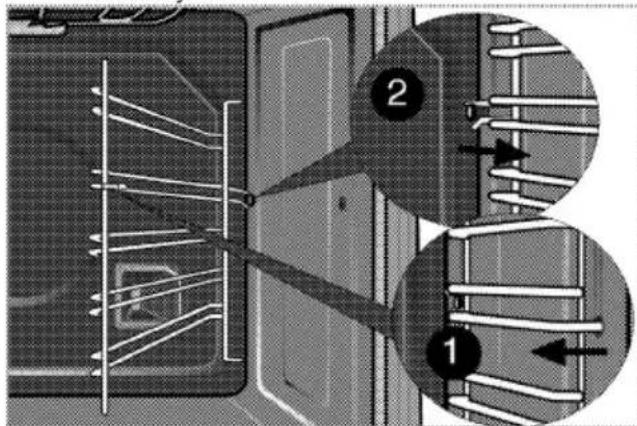 Technical diagram showing a mechanical assembly with labeled parts 1 and 2, likely illustrating a gear or component assembly.