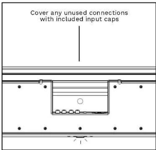 Cover any unused connections with included input caps