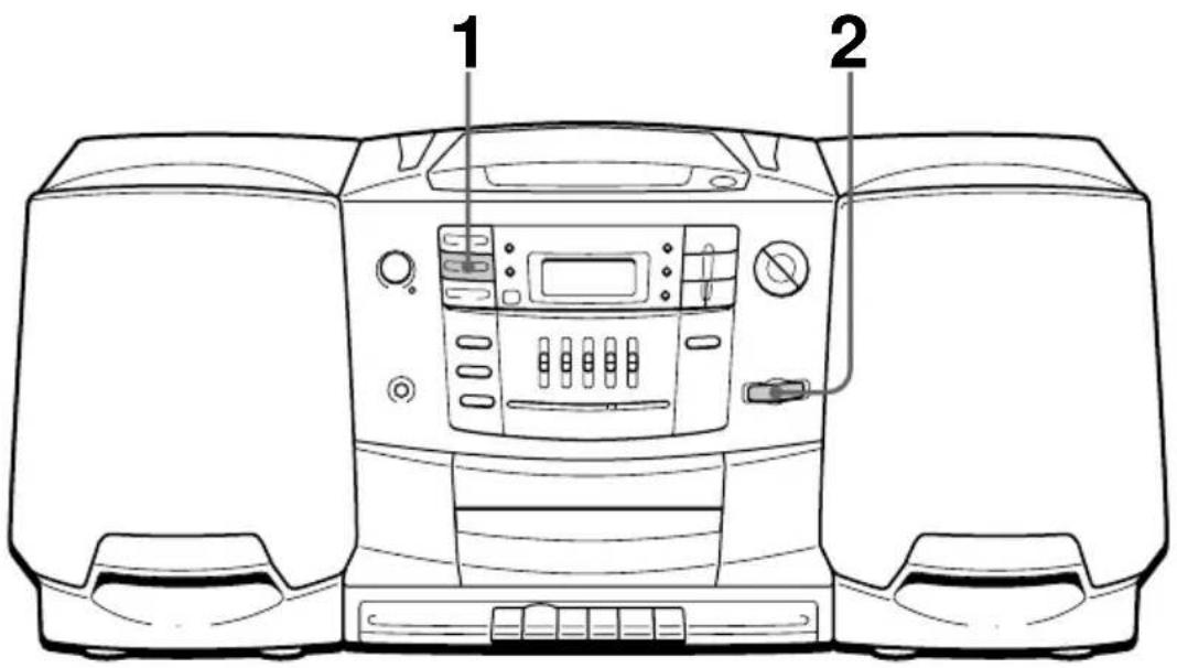 Diagram of a car air conditioner unit with labeled parts 1 and 2