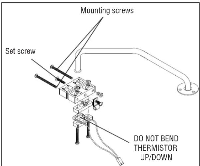 Mounting screws Set screw DO NOT BEND THERMISTOR UP/DOWN