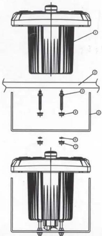 Technical diagram of a mechanical device with numbered components, showing cross-sectional views and assembly details.