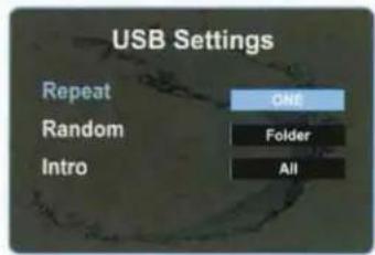 USB Settings Repeat Random Intro ONE Folder All
