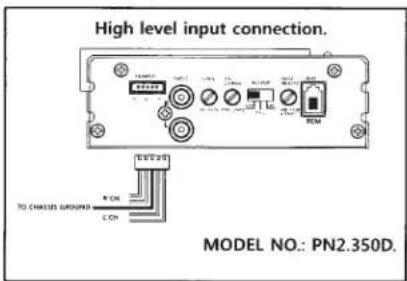 High level input connection. EVT200 R ON C ON TO CHASED GROUND EVT200 MODEL NO.: PN2.350D.