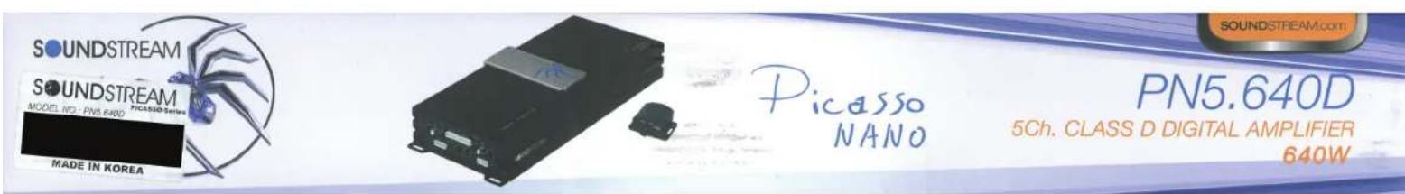 SOUNDSTREAM SOUNDSTREAM MODEL NO - PNS 6400 MADE IN KOREA Picasso NANO 5Ch. CLASS D DIGITAL AMPLIFIER 640W PNS.640D SOUNDSTREAM.com