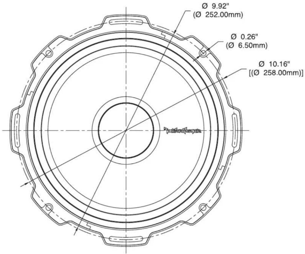 Ø 9.92" (Ø 252.00mm) Ø 0.26" (Ø 6.50mm) Ø 10.16" [(Ø 258.00mm)]