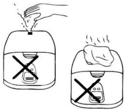 Illustration showing two handwashing methods: one with a hand holding a spray bottle, the other with a cloth and a device emitting vapor.