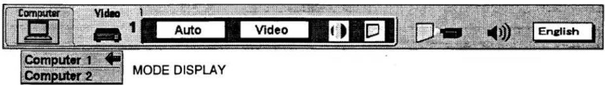 Computer Video 1 Auto Video English Computer 1 MODE DISPLAY Computer 2