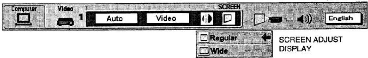 Computer Video 1 Auto Video SCREEN English Regular Wide SCREEN ADJUST DISPLAY