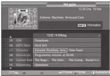 Hel guide 13:28 Ons 16 Feb Extreme Machines: Armoured Cars INFO Information 13:00 14.00ldag 25 TCM Closedown 26 UKTV Style Hard Sell 27 Discovery Extreme Machines: Arm Time Team 28 Discovery Programmes resume at 06:00 32 Custom Rank The Bugs The Grim The Cramp Dexter's L 35 Bitterung Closedown Title 2*Tommar +24*tmmer AvoluleNu.N
