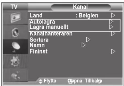 TV Kanal Land : Belgien Autolagra Lagra manuellt Kanalhanteraren Sortera Namn Fininst Flytta Öppna Tillbaka