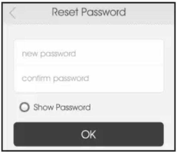 Reset Password new password confirm password Show Password OK