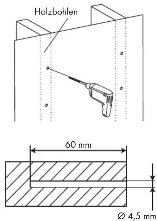 Holzbohlen 60 mm Ø 4,5 mm