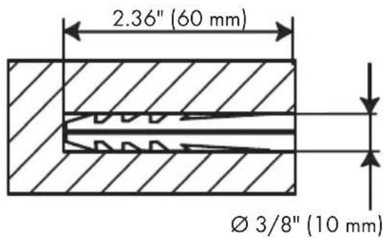 2.36" (60 mm) Ø 3/8" (10 mm)
