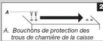 A. Bouchons de protection des trous de charnière de la caisse