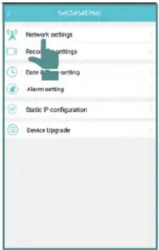 Set(3x15x87x6) Network settings Recording settings Date & Date setting Alarm setting Static IP configuration Device Upgrade