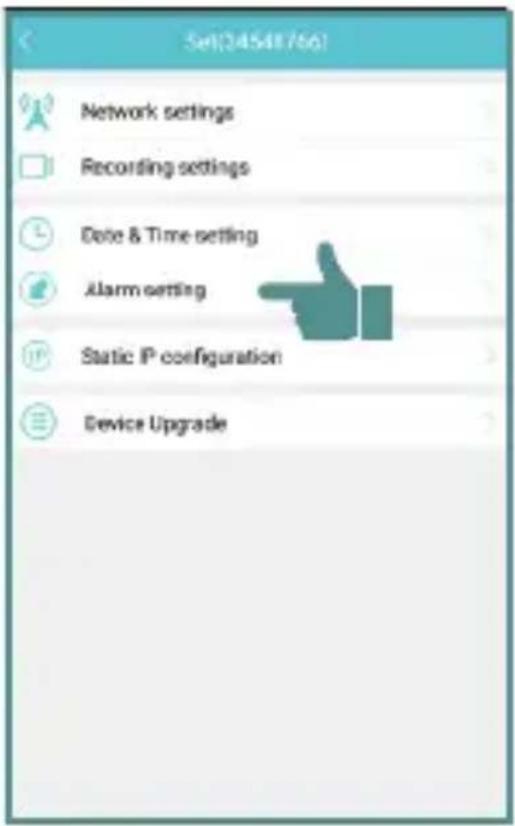 Set(24548/66) Network settings Recording settings Date & Time setting Alarm setting Static IP configuration Device Upgrade